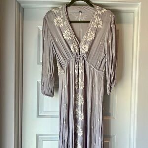 Free People Embroidered Maxi Dress Light Lavender/Gray Size XS